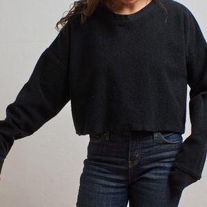 SELVA NEGRA Cropped Black Terry Cloth Sweatshirt Ethically Made in CA